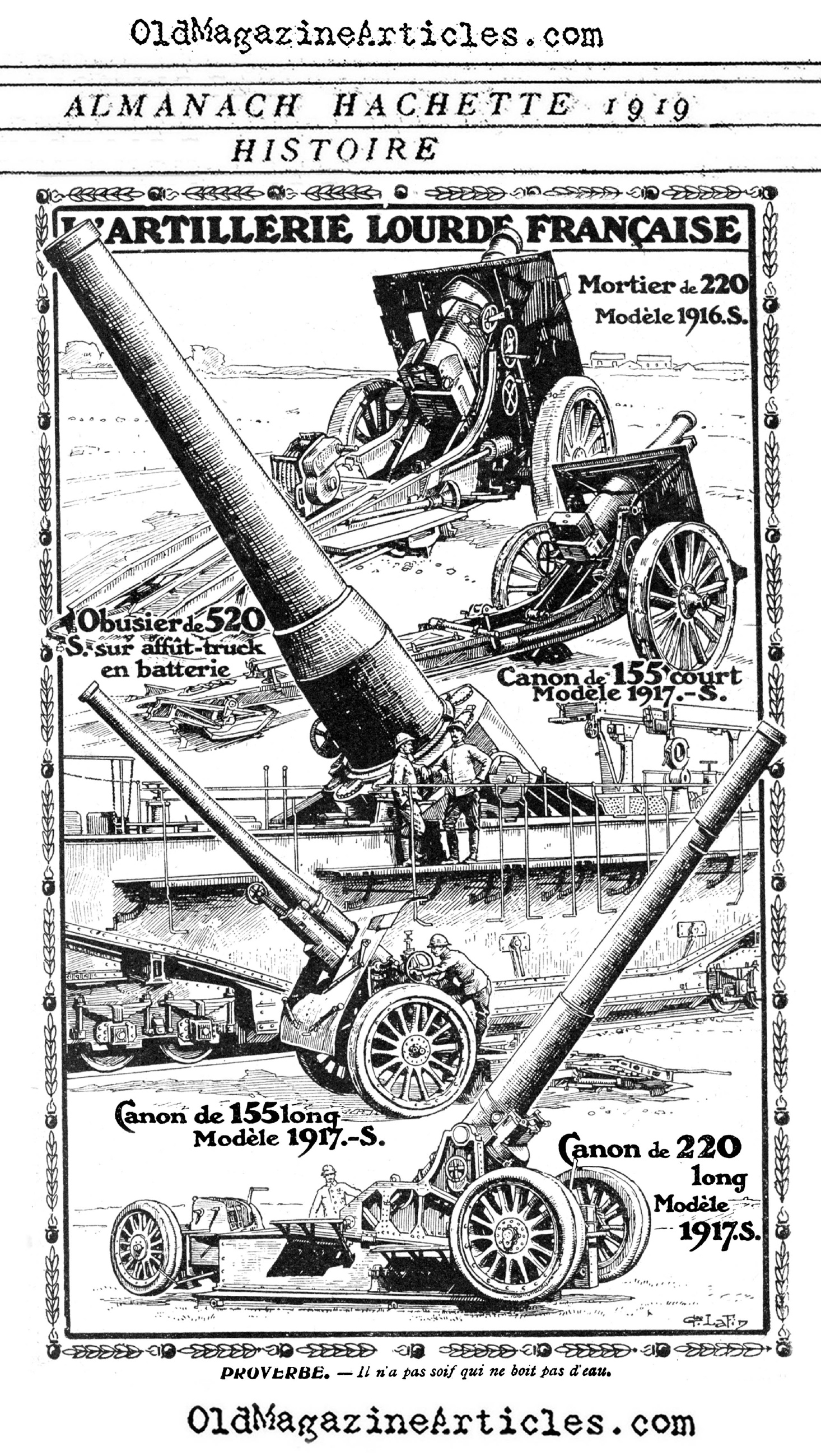 French Artillery Pieces (Almanach Hachette, 1919)